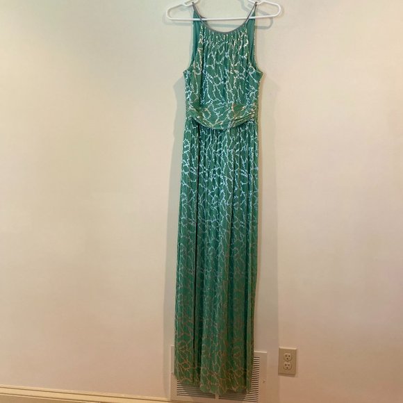 green shimmer maxi dress Green Shimmery Nights Maxi Dress main image 1